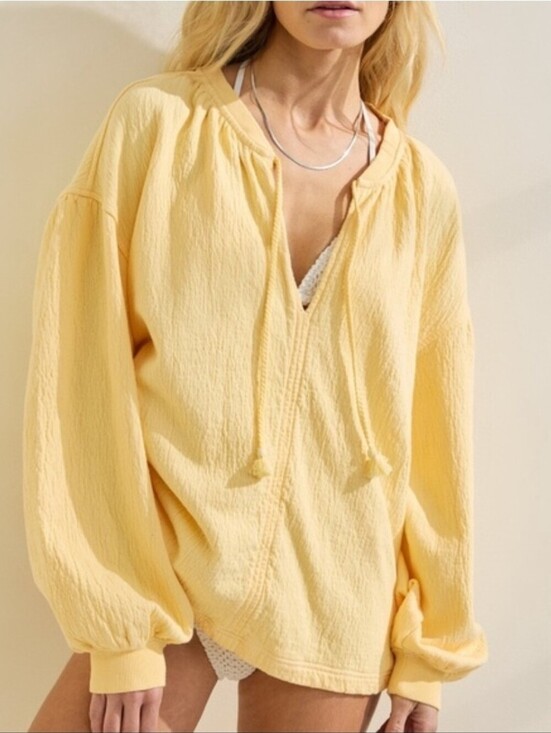 aerie Tops - Aerie | Butter Yellow Easy Street Sweatshirt Size Large